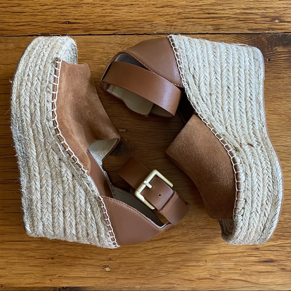 Marc Fisher Adalyn Espadrille Wedge Sandal Women’s SZ 5.5 in Tan Saddle - Picture 4 of 8